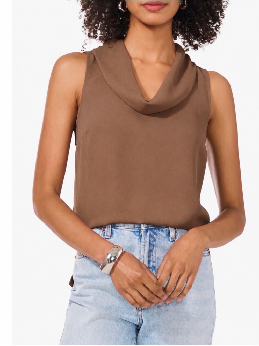 Vince Camuto Cowl Neck Sleeveless Top in Brown Size Small